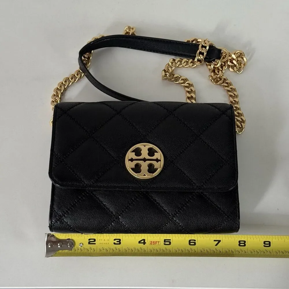 Tory Burch Willa Chain Wallet Crossbody Bag Black With Dust bag